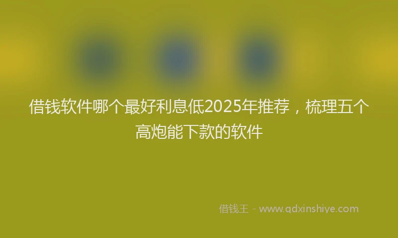 借钱软件哪个最好利息低2025年推荐，梳理五个高炮能下款的软件