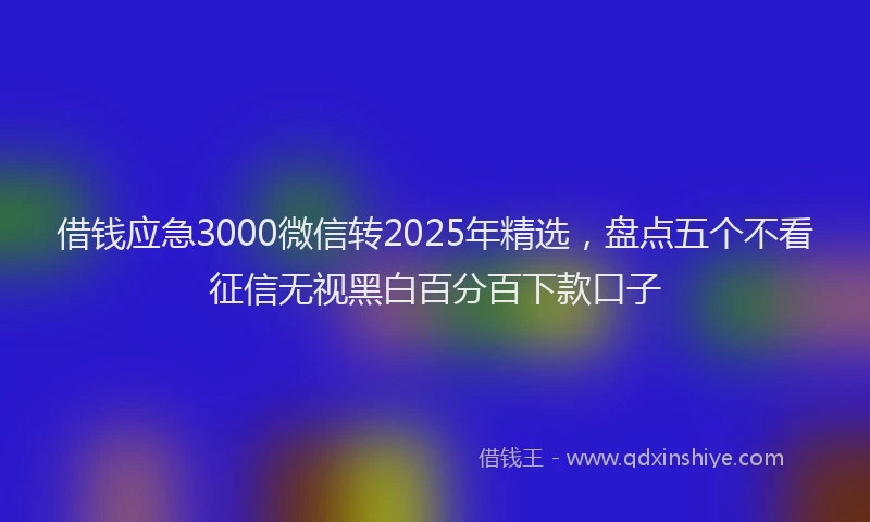 借钱应急3000微信转2025年精选，盘点五个不看征信无视黑白百分百下款口子