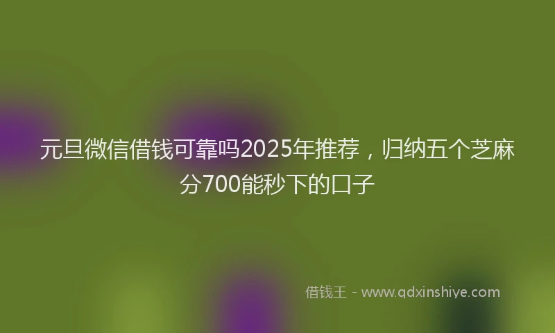 元旦微信借钱可靠吗2025年推荐，归纳五个芝麻分700能秒下的口子