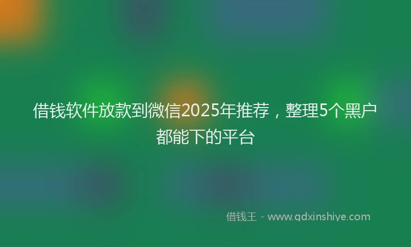 借钱软件放款到微信2025年推荐，整理5个黑户都能下的平台