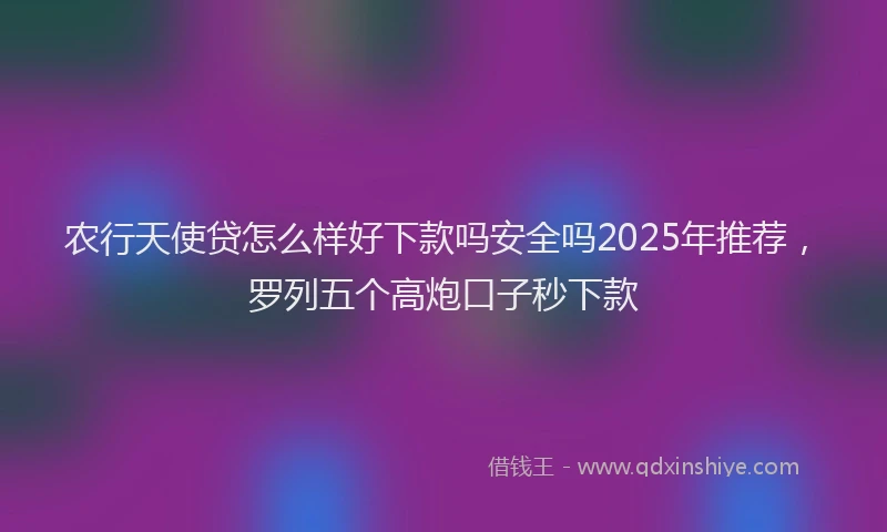 农行天使贷怎么样好下款吗安全吗2025年推荐，罗列五个高炮口子秒下款