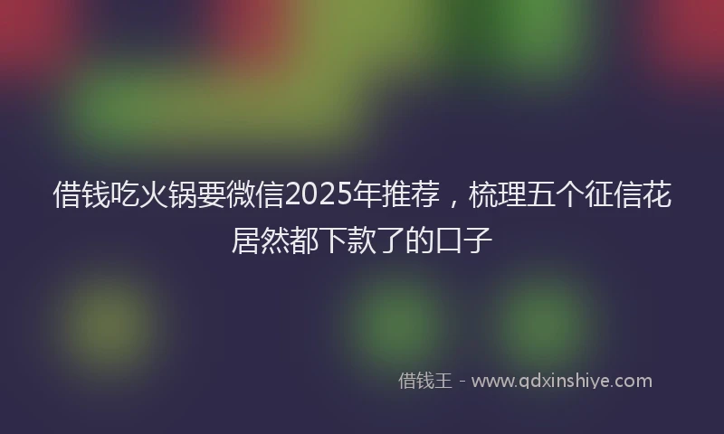 借钱吃火锅要微信2025年推荐，梳理五个征信花居然都下款了的口子