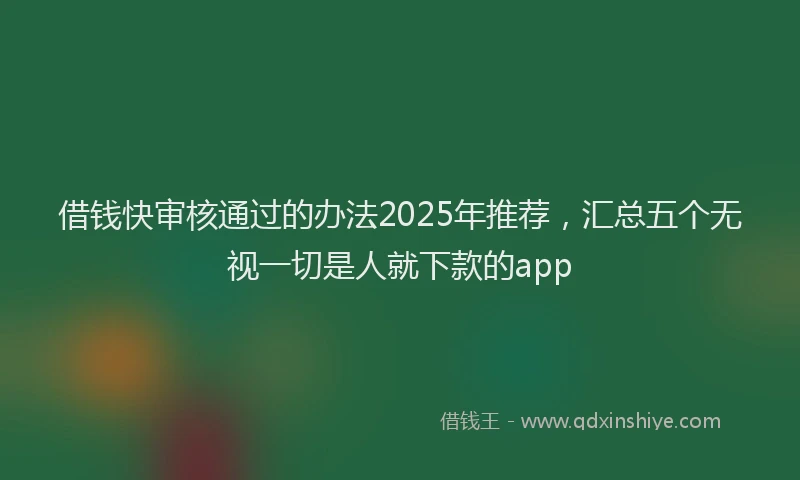 借钱快审核通过的办法2025年推荐，汇总五个无视一切是人就下款的app
