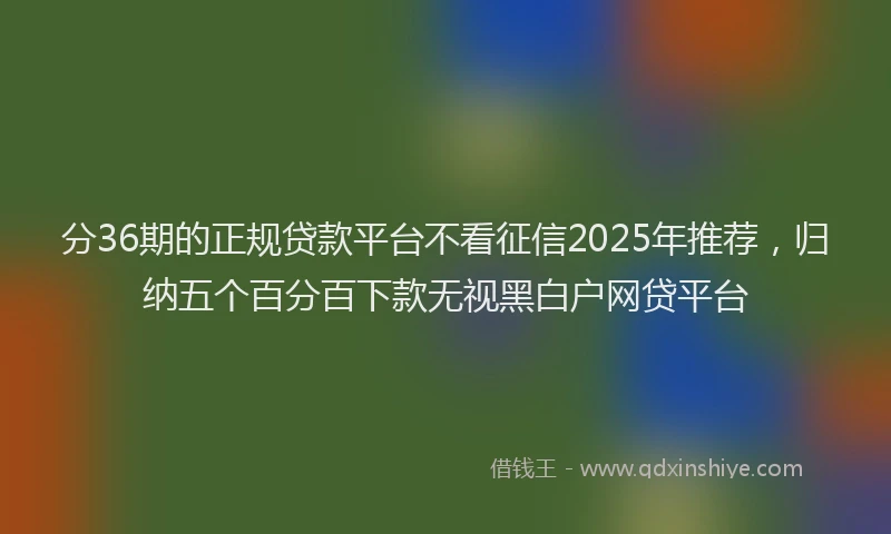 分36期的正规贷款平台不看征信2025年推荐，归纳五个百分百下款无视黑白户网贷平台