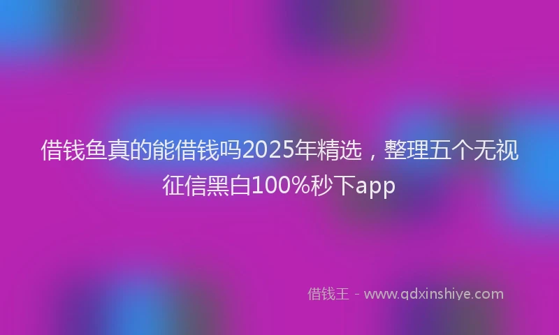 借钱鱼真的能借钱吗2025年精选，整理五个无视征信黑白100%秒下app