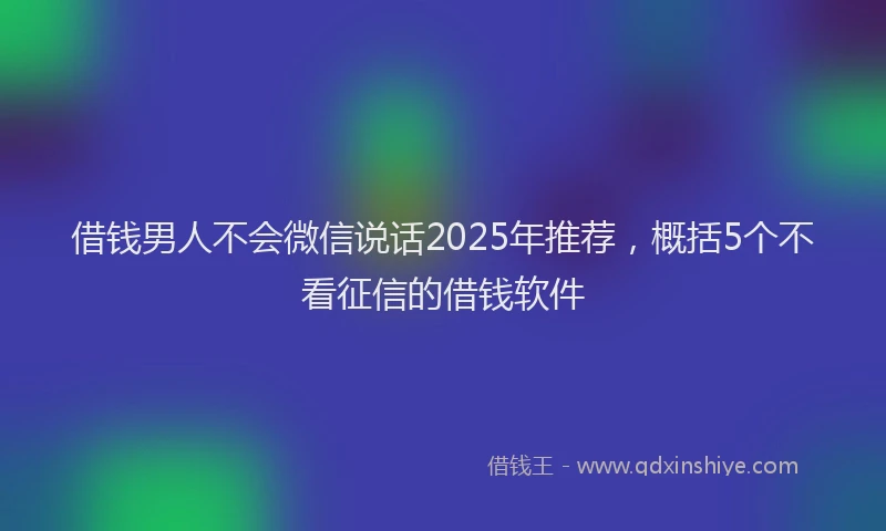 借钱男人不会微信说话2025年推荐，概括5个不看征信的借钱软件