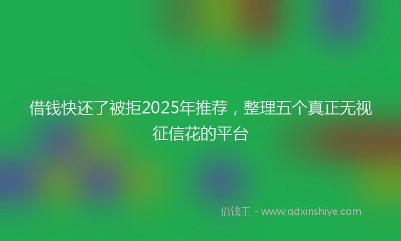 借钱快还了被拒2025年推荐，整理五个真正无视征信花的平台