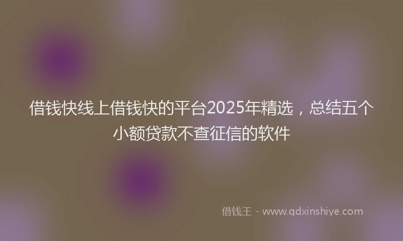 借钱快线上借钱快的平台2025年精选，总结五个小额贷款不查征信的软件