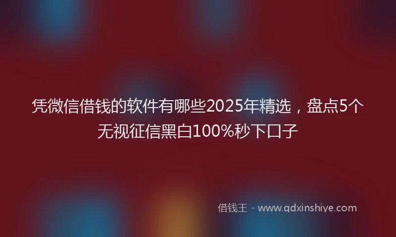凭微信借钱的软件有哪些2025年精选，盘点5个无视征信黑白100%秒下口子