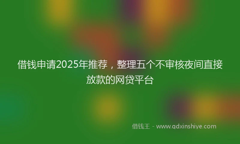 借钱申请2025年推荐，整理五个不审核夜间直接放款的网贷平台