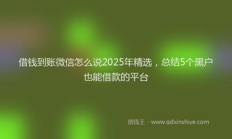 借钱到账微信怎么说2025年精选，总结5个黑户也能借款的平台