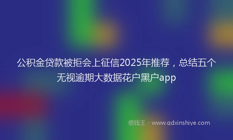 公积金贷款被拒会上征信2025年推荐，总结五个无视逾期大数据花户黑户app