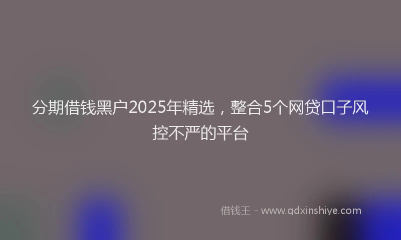 分期借钱黑户2025年精选，整合5个网贷口子风控不严的平台