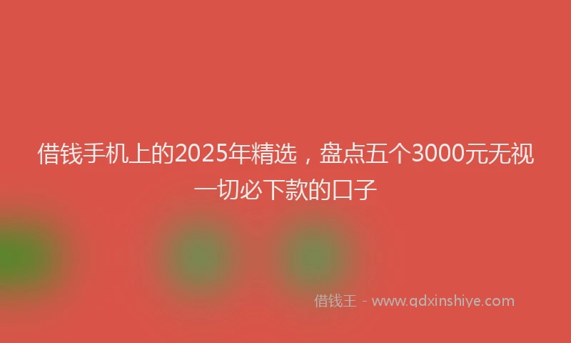 借钱手机上的2025年精选，盘点五个3000元无视一切必下款的口子