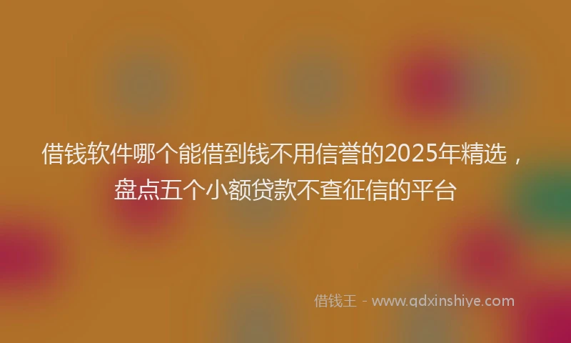借钱软件哪个能借到钱不用信誉的2025年精选，盘点五个小额贷款不查征信的平台