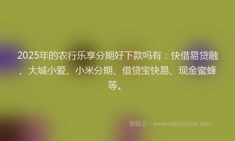 2025年的农行乐享分期好下款吗有：快借易贷融、大城小爱、小米分期、借贷宝快易、现金蜜蜂等。