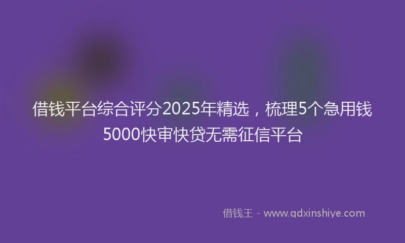借钱平台综合评分2025年精选，梳理5个急用钱5000快审快贷无需征信平台