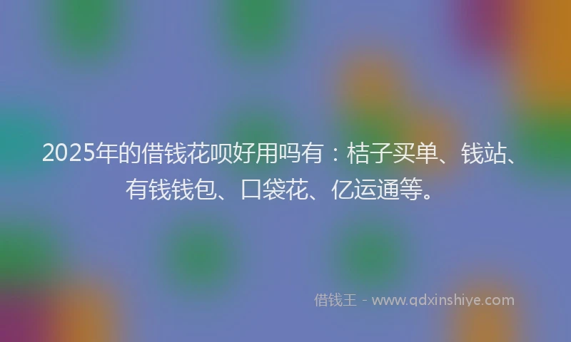 2025年的借钱花呗好用吗有：桔子买单、钱站、有钱钱包、口袋花、亿运通等。