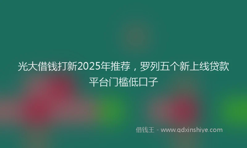 光大借钱打新2025年推荐，罗列五个新上线贷款平台门槛低口子