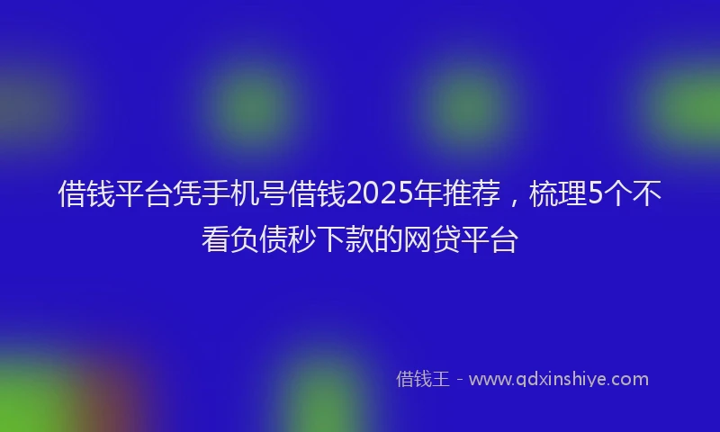 借钱平台凭手机号借钱2025年推荐，梳理5个不看负债秒下款的网贷平台