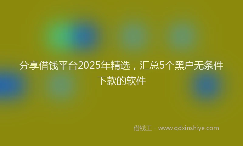 分享借钱平台2025年精选，汇总5个黑户无条件下款的软件