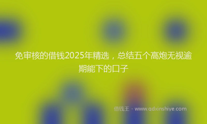 免审核的借钱2025年精选，总结五个高炮无视逾期能下的口子