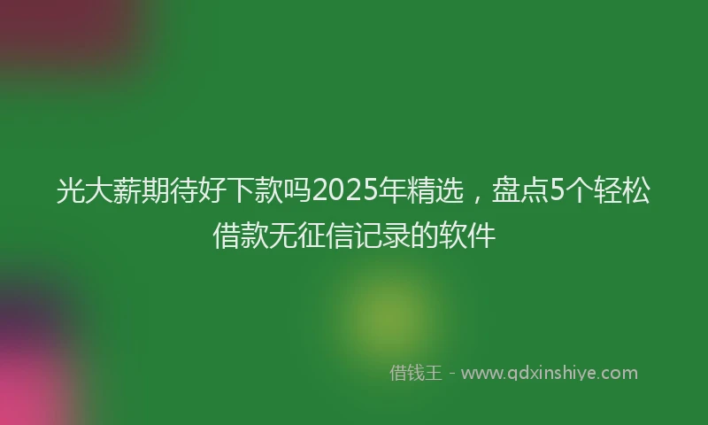 光大薪期待好下款吗2025年精选，盘点5个轻松借款无征信记录的软件