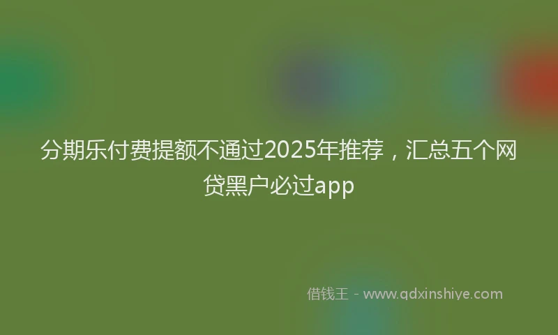 分期乐付费提额不通过2025年推荐，汇总五个网贷黑户必过app
