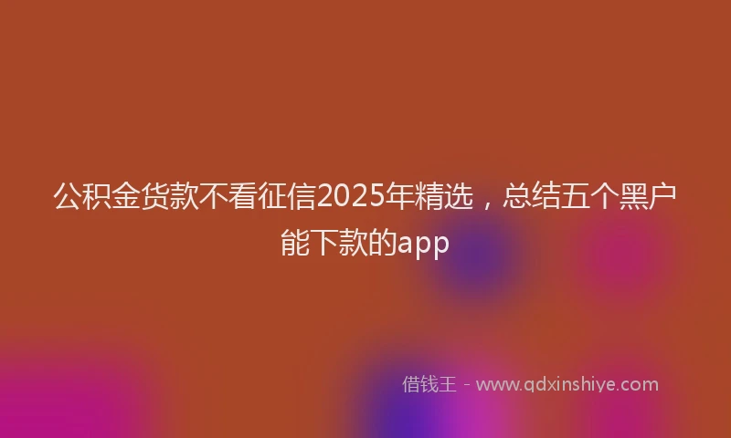 公积金货款不看征信2025年精选，总结五个黑户能下款的app
