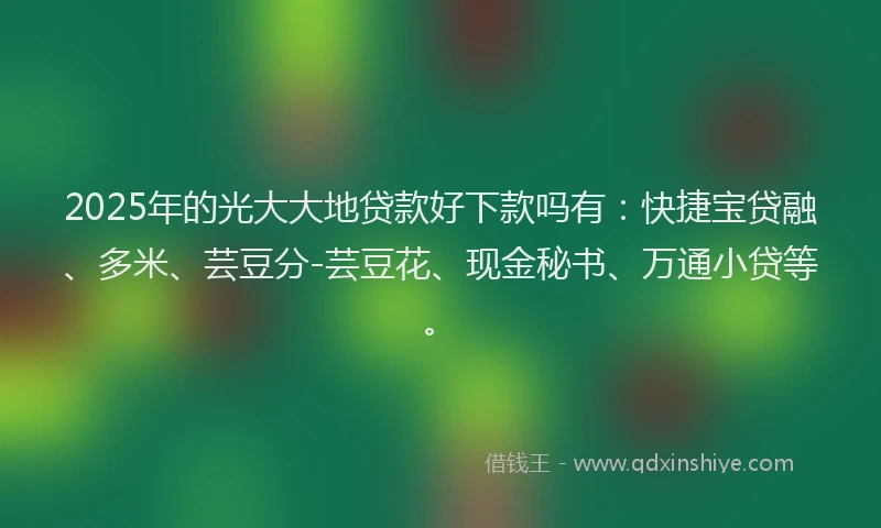 2025年的光大大地贷款好下款吗有：快捷宝贷融、多米、芸豆分-芸豆花、现金秘书、万通小贷等。