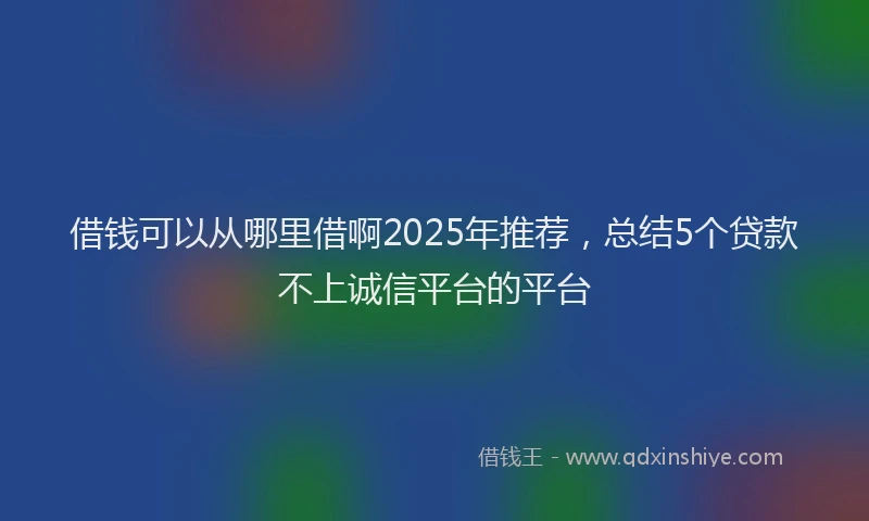 借钱可以从哪里借啊2025年推荐，总结5个贷款不上诚信平台的平台