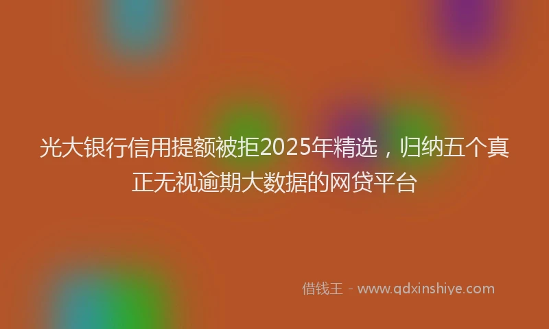 光大银行信用提额被拒2025年精选，归纳五个真正无视逾期大数据的网贷平台