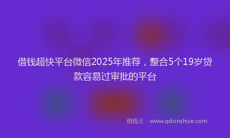 借钱超快平台微信2025年推荐，整合5个19岁贷款容易过审批的平台