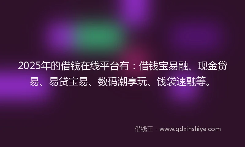2025年的借钱在线平台有：借钱宝易融、现金贷易、易贷宝易、数码潮享玩、钱袋速融等。