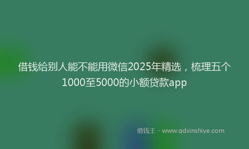 借钱给别人能不能用微信2025年精选，梳理五个1000至5000的小额贷款app