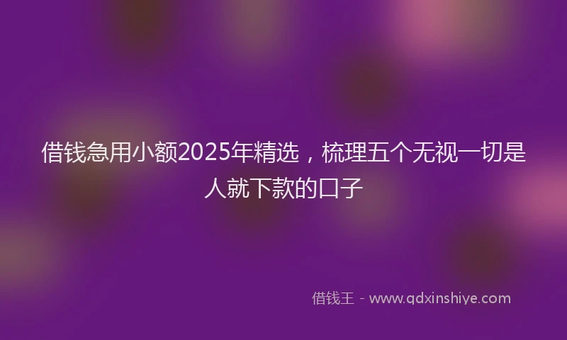 借钱急用小额2025年精选，梳理五个无视一切是人就下款的口子