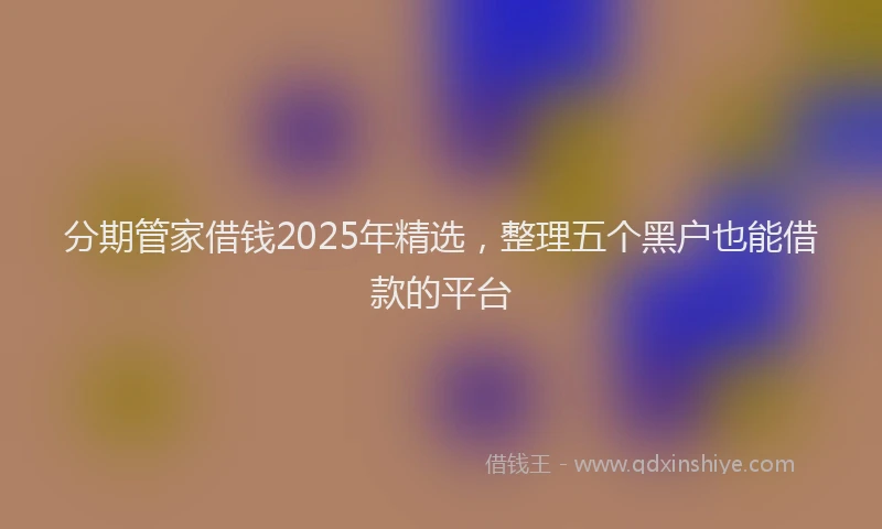 分期管家借钱2025年精选，整理五个黑户也能借款的平台