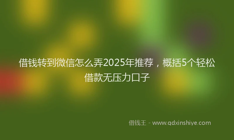 借钱转到微信怎么弄2025年推荐，概括5个轻松借款无压力口子