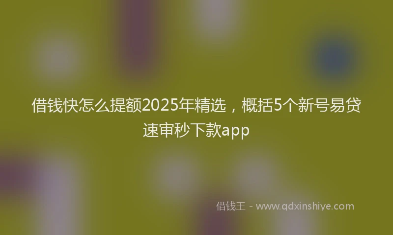 借钱快怎么提额2025年精选，概括5个新号易贷速审秒下款app