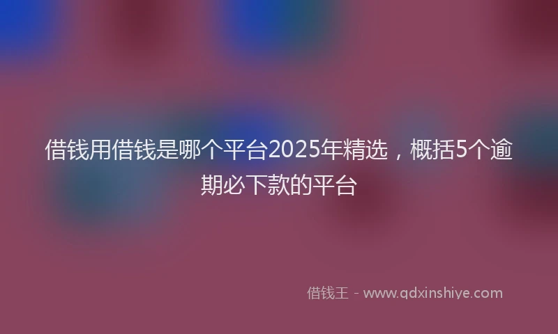 借钱用借钱是哪个平台2025年精选，概括5个逾期必下款的平台