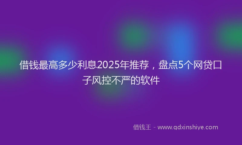 借钱最高多少利息2025年推荐，盘点5个网贷口子风控不严的软件
