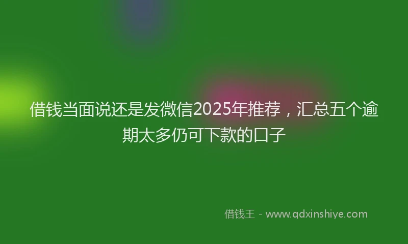 借钱当面说还是发微信2025年推荐，汇总五个逾期太多仍可下款的口子
