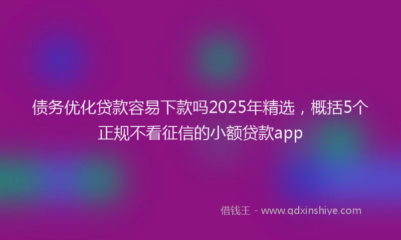 债务优化贷款容易下款吗2025年精选，概括5个正规不看征信的小额贷款app