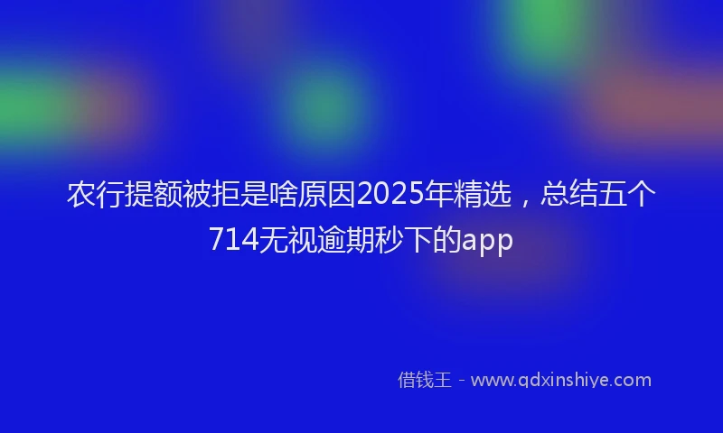 农行提额被拒是啥原因2025年精选，总结五个714无视逾期秒下的app