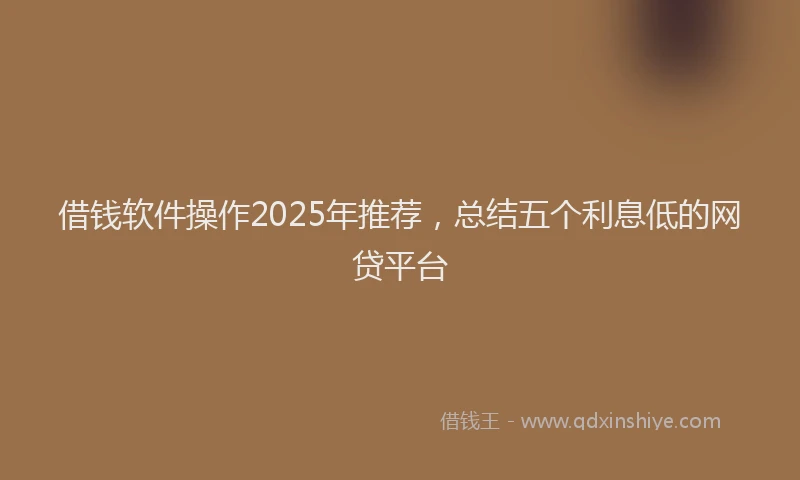 借钱软件操作2025年推荐，总结五个利息低的网贷平台