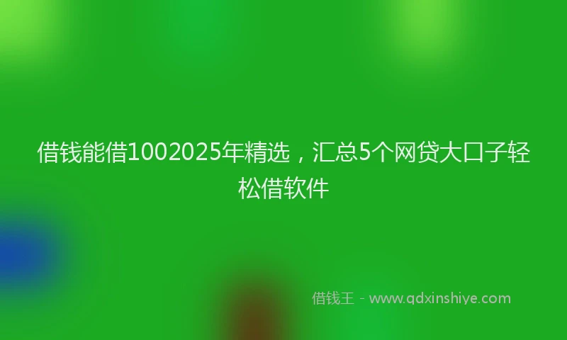 借钱能借1002025年精选，汇总5个网贷大口子轻松借软件