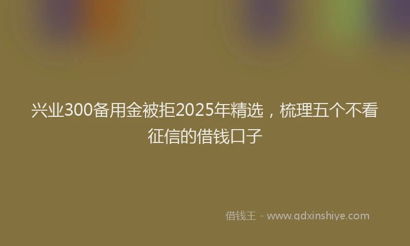 兴业300备用金被拒2025年精选，梳理五个不看征信的借钱口子