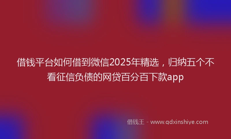 借钱平台如何借到微信2025年精选，归纳五个不看征信负债的网贷百分百下款app
