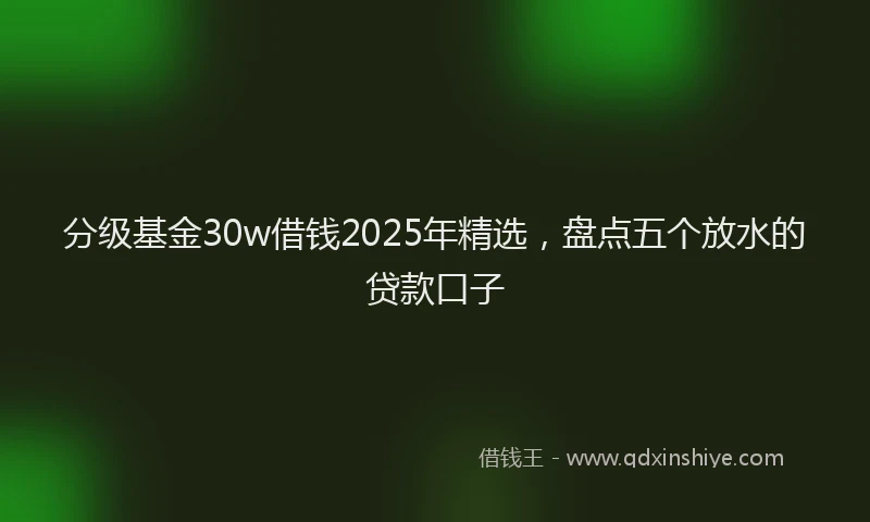 分级基金30w借钱2025年精选，盘点五个放水的贷款口子