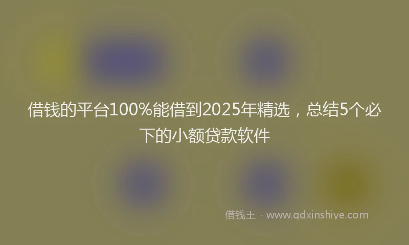 借钱的平台100%能借到2025年精选，总结5个必下的小额贷款软件